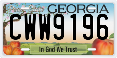 GA license plate CWW9196