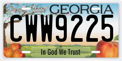 GA license plate CWW9225