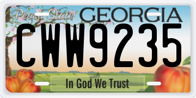 GA license plate CWW9235