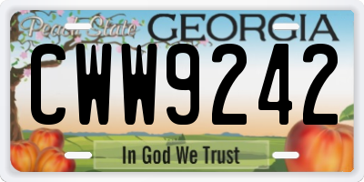 GA license plate CWW9242