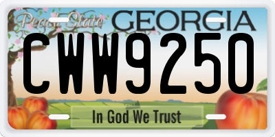 GA license plate CWW9250