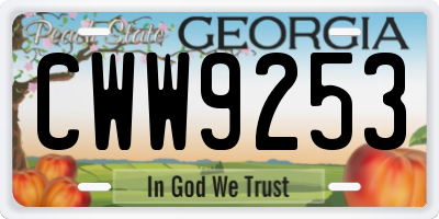 GA license plate CWW9253