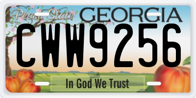 GA license plate CWW9256