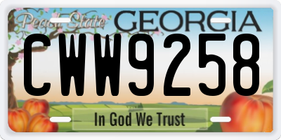 GA license plate CWW9258