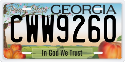GA license plate CWW9260