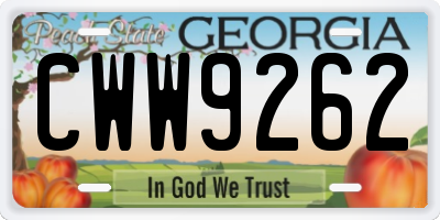 GA license plate CWW9262