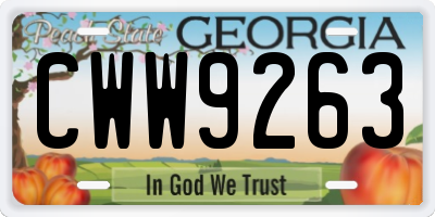 GA license plate CWW9263