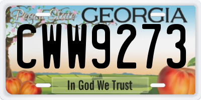GA license plate CWW9273