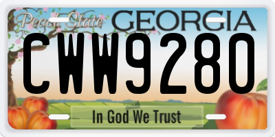 GA license plate CWW9280