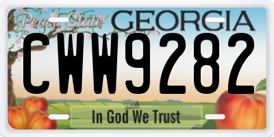 GA license plate CWW9282