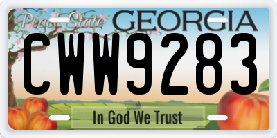 GA license plate CWW9283