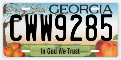 GA license plate CWW9285