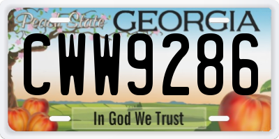 GA license plate CWW9286