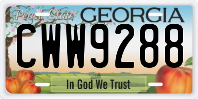 GA license plate CWW9288