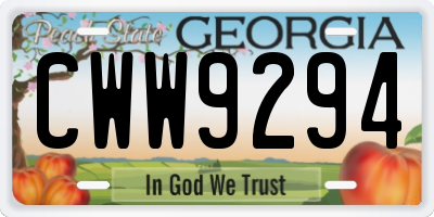 GA license plate CWW9294