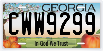 GA license plate CWW9299