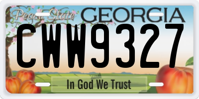 GA license plate CWW9327