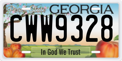 GA license plate CWW9328