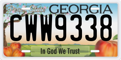 GA license plate CWW9338