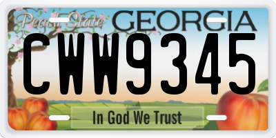 GA license plate CWW9345