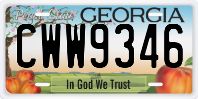 GA license plate CWW9346