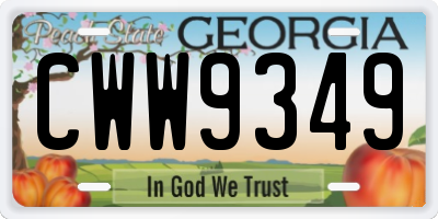 GA license plate CWW9349