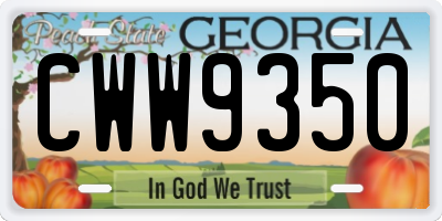 GA license plate CWW9350