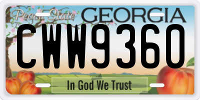 GA license plate CWW9360