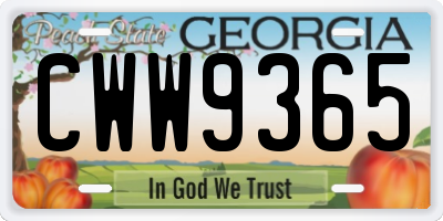 GA license plate CWW9365