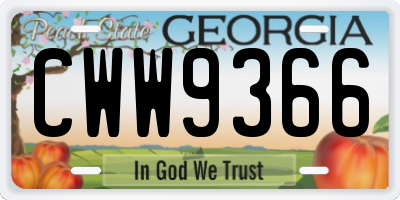 GA license plate CWW9366