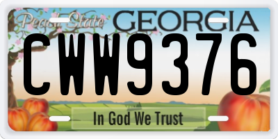GA license plate CWW9376