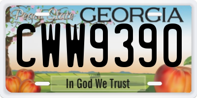 GA license plate CWW9390