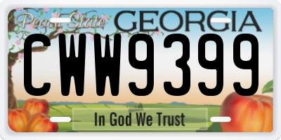 GA license plate CWW9399