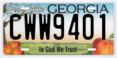 GA license plate CWW9401