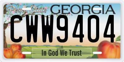 GA license plate CWW9404