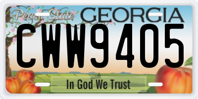 GA license plate CWW9405