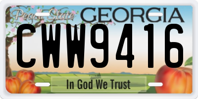 GA license plate CWW9416