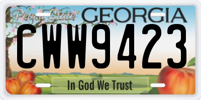 GA license plate CWW9423