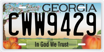 GA license plate CWW9429