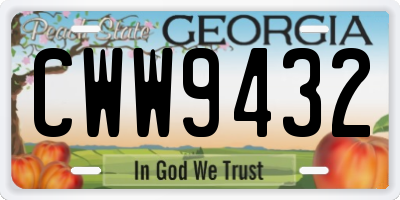 GA license plate CWW9432