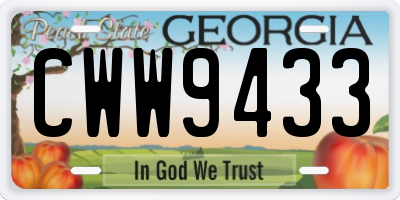 GA license plate CWW9433