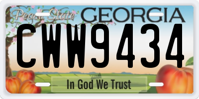 GA license plate CWW9434
