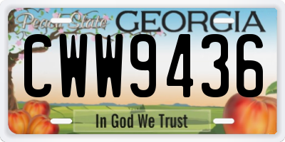 GA license plate CWW9436