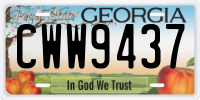 GA license plate CWW9437