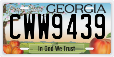 GA license plate CWW9439