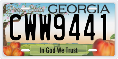 GA license plate CWW9441