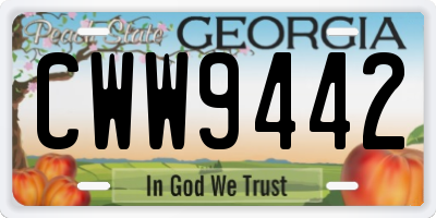 GA license plate CWW9442