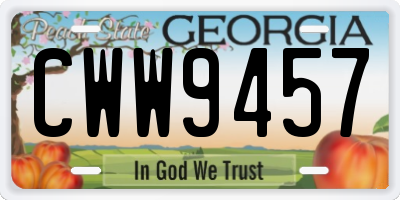 GA license plate CWW9457