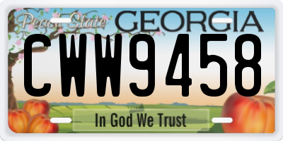 GA license plate CWW9458