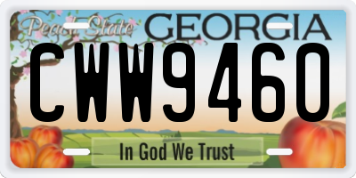 GA license plate CWW9460